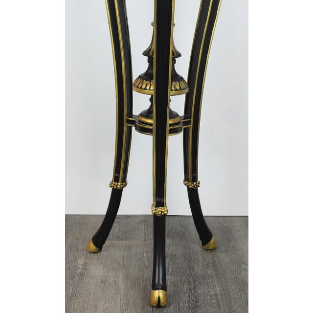 Black A Pair English Engraved Gilt Wood Top Round Flower Pot Stand Table For Sale - Image 8 of 10