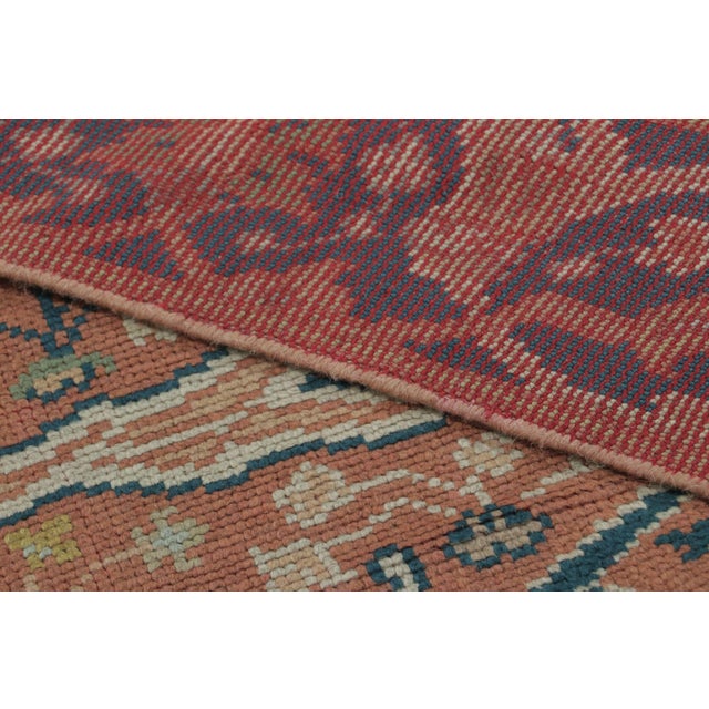 Textile Vintage European Rug in Orange, Blue and Ivory Geometric Pattern - Rug & Kilim For Sale - Image 7 of 7