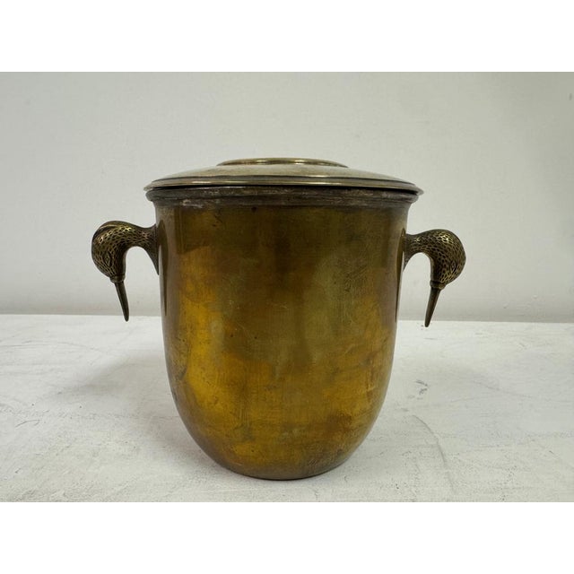 Metal Brass Ice Bucket with Bird-Shaped Handles, Italy, 1960s For Sale - Image 7 of 12