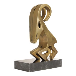 Modernist Abstract Brass Ram Sculpture For Sale