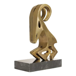 Modernist Abstract Brass Ram Sculpture