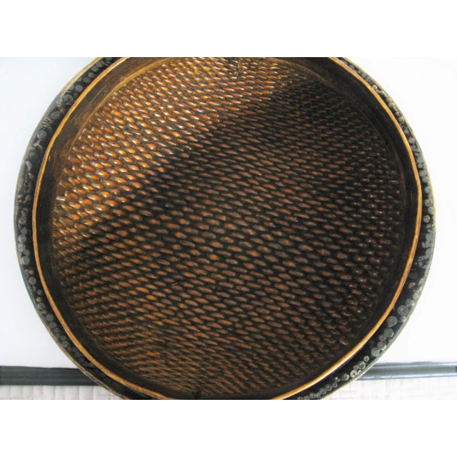 Coffee Chinese Woven Rattan Hat Box - 16" - Late 19thc. For Sale - Image 8 of 11