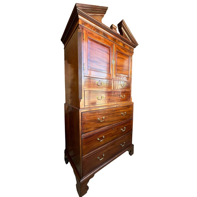 19th Century Mahogany Linen Prese Chippendale Style For Sale - Image 11 of 12