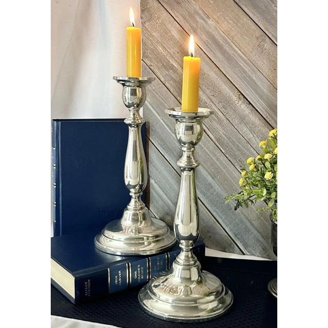 Mid 20th Century Lord Saybrook Sterling Silver Candle Holders - Monogrammed Candlesticks - Pair For Sale - Image 5 of 8