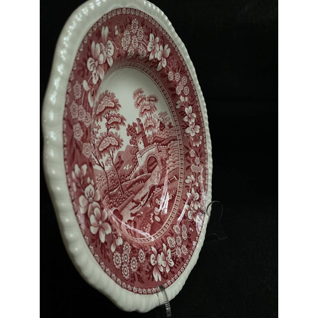 Final Markdown. Rare Find; Spode “Pink Tower” Design; English Transferware Soup Plates. Set of 4 For Sale In Providence - Image 6 of 9
