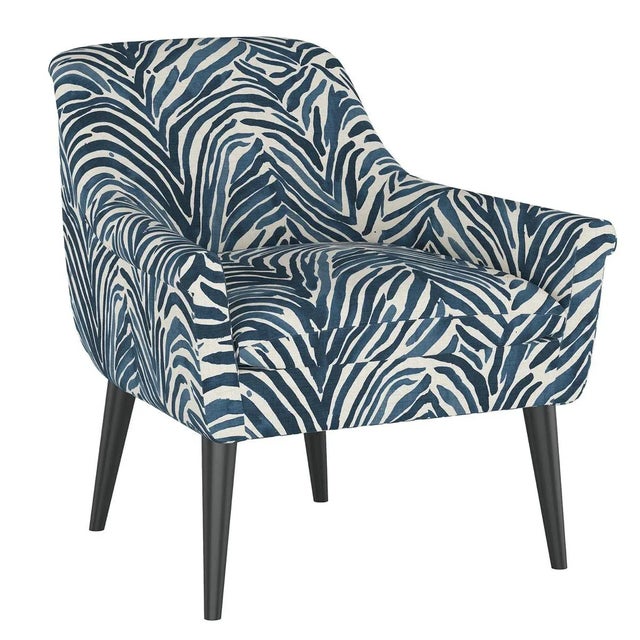 Blue West Loop Chair in Blue Washed Zebra For Sale - Image 8 of 8