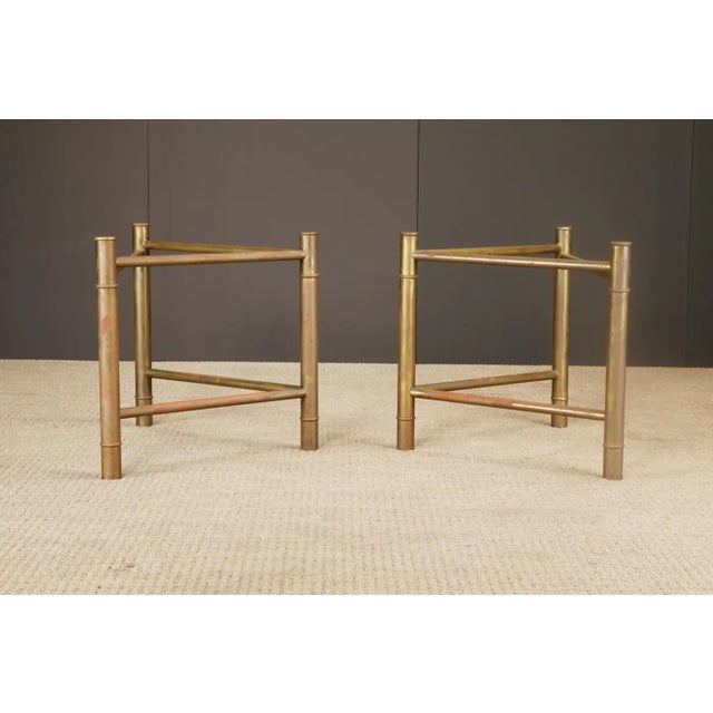 1970s Mastercraft Patinated Brass Faux Bamboo Dining Table / Desk Bases, 1970s For Sale - Image 5 of 16