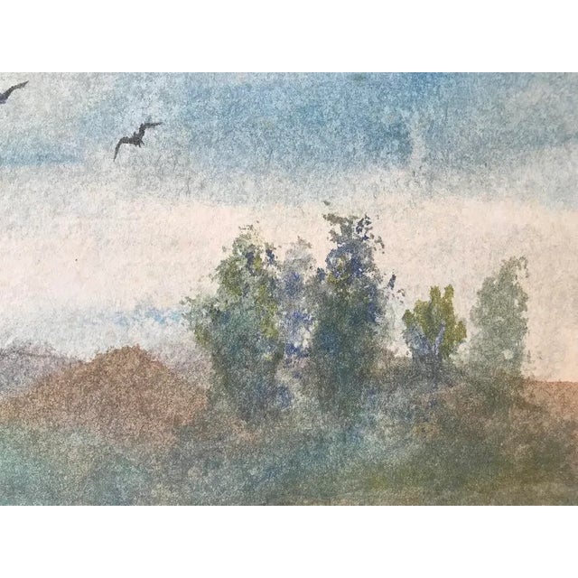1950s Vintage Original Impressionist Watercolor Landscape Painting Circa 1950 For Sale - Image 5 of 9