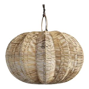 Split Raw Rattan Pumpkin Pendant Light 24"