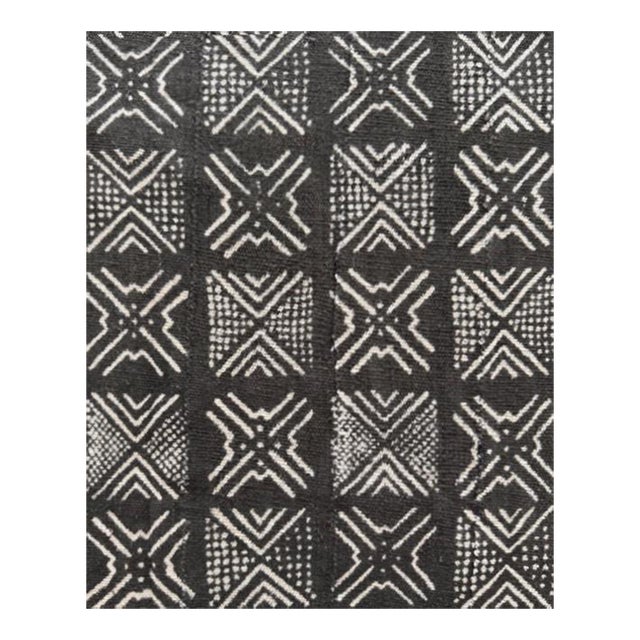 Vintage African Bogolan Mudcloth Handwoven Cotton Panel 64" X 43" For Sale