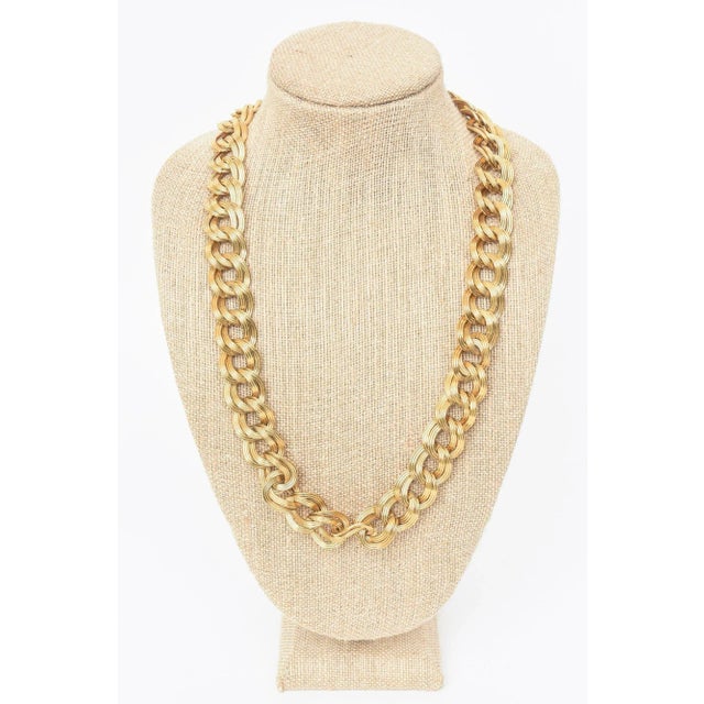 Gold Metal Link Chain Necklace Signed by Dugal 1990's For Sale - Image 9 of 10