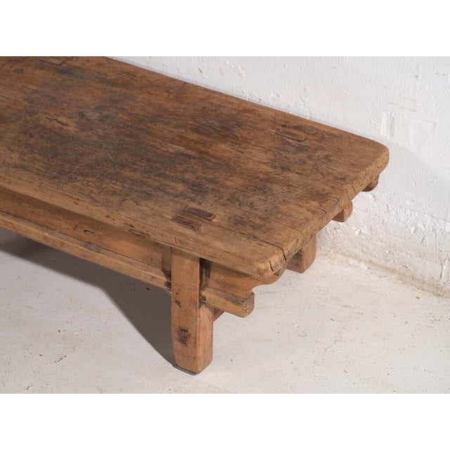 Wood Low Antique Chinese Qing Dynasty Kang Table in Elm For Sale - Image 7 of 9