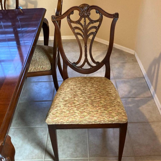 Wood Henredon Solid Wood Dining Set With 6 Chairs For Sale - Image 7 of 9