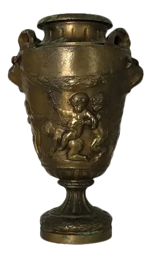 French Bronze Bacchanal Urn With Rams Heads and Putti