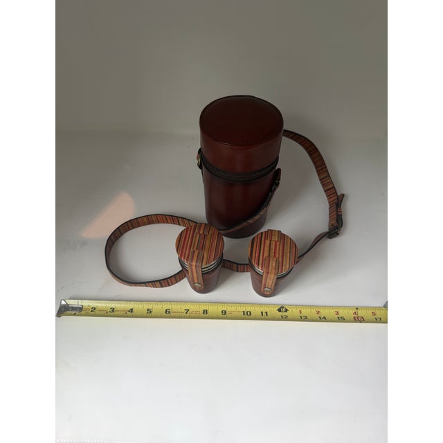 Paul Smith Vintage Paul Smith Leather Travel Cocktail Set With Stainless Cups & Flask - 13 pcs For Sale - Image 4 of 12