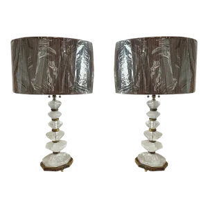 Vintage Rock Crystal Table Lamps - a Pair