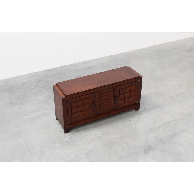 Art Deco Carved Geometric Sideboard in Oak by Charles Dudouyt, 1940 For Sale - Image 15 of 18