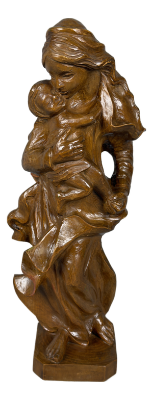 Madonna with Child in Wood Carved Wood, 1950s