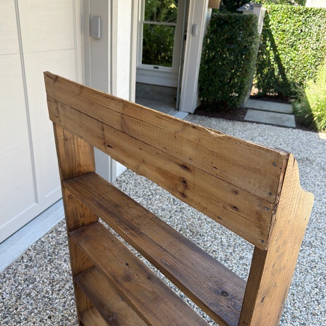 Vintage Rustic Pine Shallow Bookcase With Scalloped Detail For Sale - Image 10 of 12