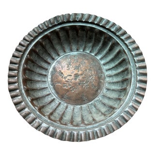 Antique Handmade Hammered Copper Silvered Bowl, Egypt For Sale
