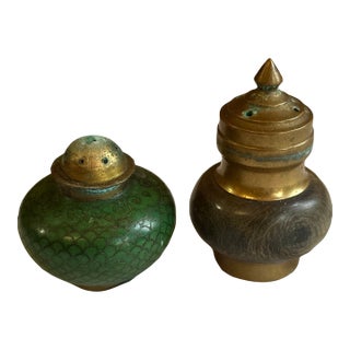 1970s Miniature Cloisonné Salt and Pepper Shakers - a Pair For Sale