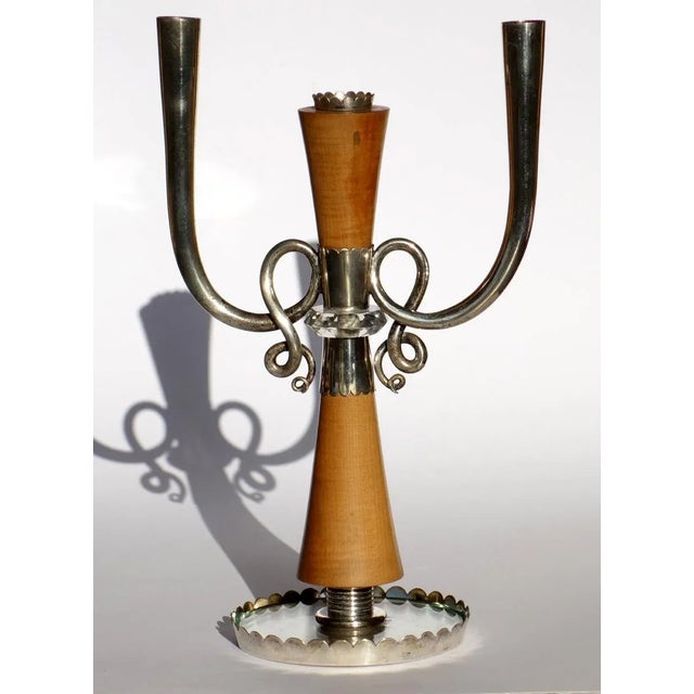 Silver Italian Silvered Metal Candleholder by Arrigo Finzi for Metargent, 1940s For Sale - Image 8 of 8