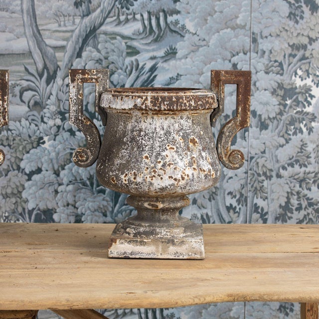 Traditional Early 19th C. French Pair of Directoire Style Iron Urns For Sale - Image 3 of 18