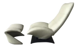 Peter Van Der Ham Artifort Leather Wave Chair and Ottoman - 2 Pieces