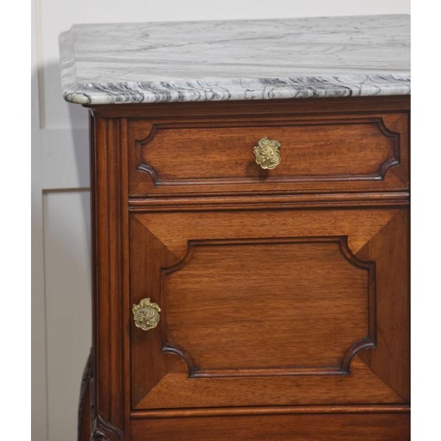 Walnut Bedside Cabinets with Marble Tops, 1890s, Set of 2 For Sale - Image 6 of 12