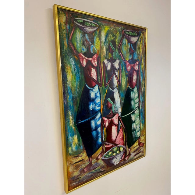Women Carrying Baskets, 1970s, Oil on Canvas, Framed For Sale - Image 8 of 9