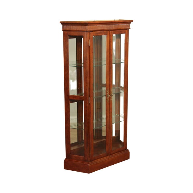 1990s Regency Style Cherry & Glass Illuminated Curio Display Cabinet For Sale - Image 13 of 13