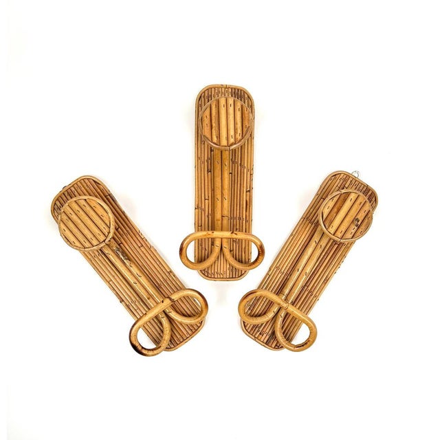 Coat Rack Stands in Bamboo and Rattan, Italy, 1970s, Set of 3 For Sale - Image 6 of 16