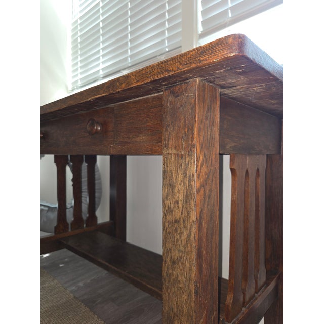American Antique American Arts & Crafts Mission Oak Library Desk, C. 1910 For Sale - Image 3 of 9