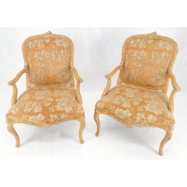 Mid-Century Modern Pair of Faux Carved Bleached Oak Twig Style Armchairs Fireside Lounge Chairs For Sale - Image 3 of 7