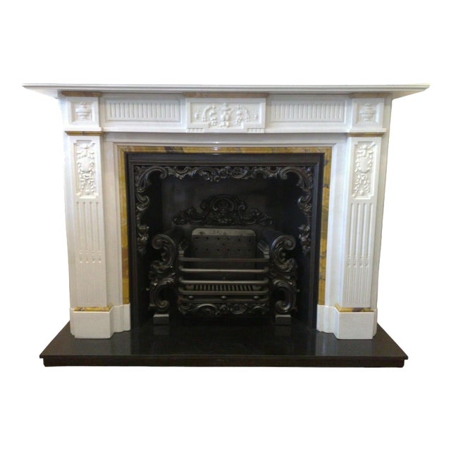Antique Georgian Carved White Statuary Marble Fireplace Surround, 1820 For Sale