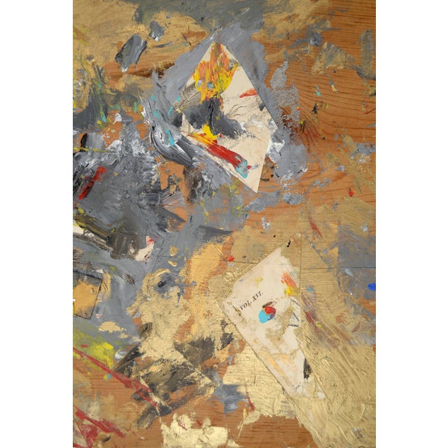 Abstract Expressionism Assemblage #5 (Ornithology Illustrations & Glass Slide With Silver, Gold Paint) by Michael Pauker For Sale - Image 3 of 10