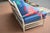 1980s 1980s Michael Thomas White Wood Framed Loveseat Sofa W/ Vibrant Blue & Red Poppies Upholstery For Sale - Image 5 of 18