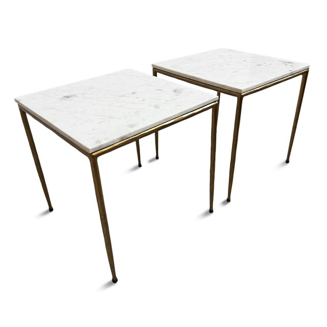 Metal White Marble Square Side Table For Sale - Image 7 of 9