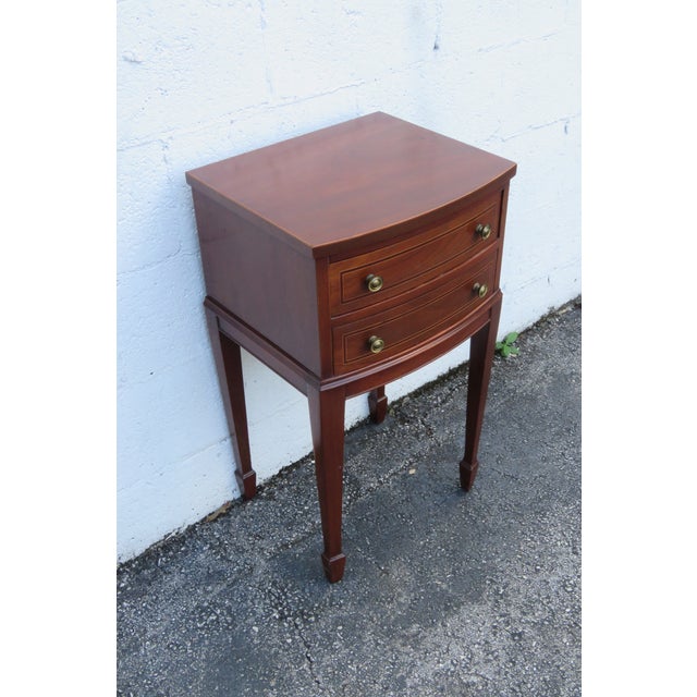 1940s 1940s Tall Bow Front Mahogany Nightstand Side End Table 6163 For Sale - Image 5 of 15