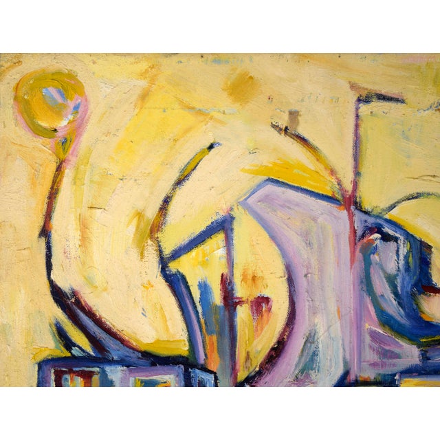Abstract "Visions of the Metropolis #16" Harbor District Original Oil on Canvas 1996 by Travis Flack For Sale - Image 3 of 6