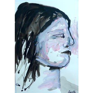 Camille "Portrait" Ink and Gouache on Paper For Sale