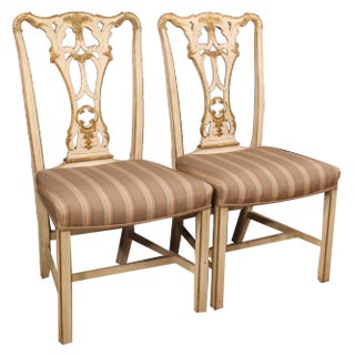 Set of Italian Lacquered and Gilded Chairs, 1980s For Sale