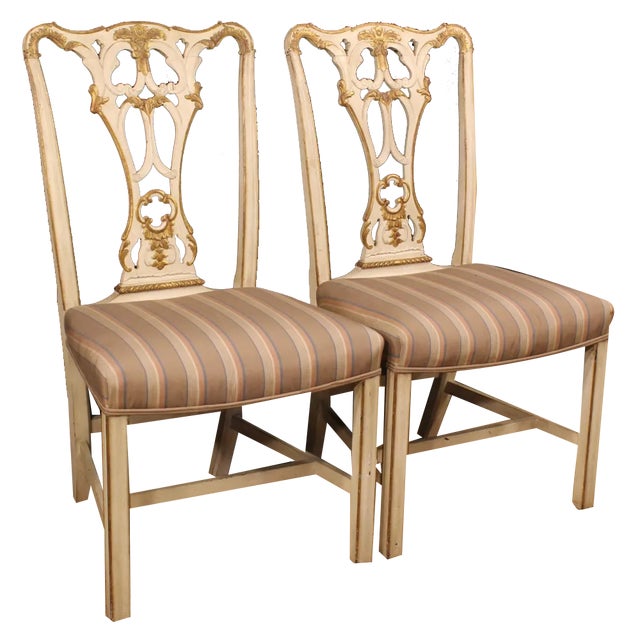 Set of Italian Lacquered and Gilded Chairs, 1980s For Sale