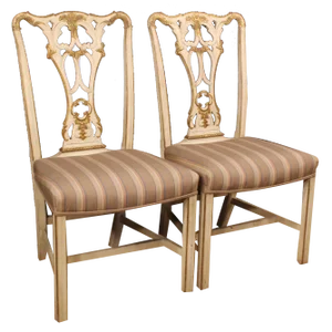 Set of Italian Lacquered and Gilded Chairs, 1980s
