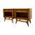 Mid-Century Modern Vintage Mid Century Modern Walnut Nightstands With Sculpted Stretcher Base and Faux Turquoise Handle Inlay- Pair. For Sale - Image 3 of 9