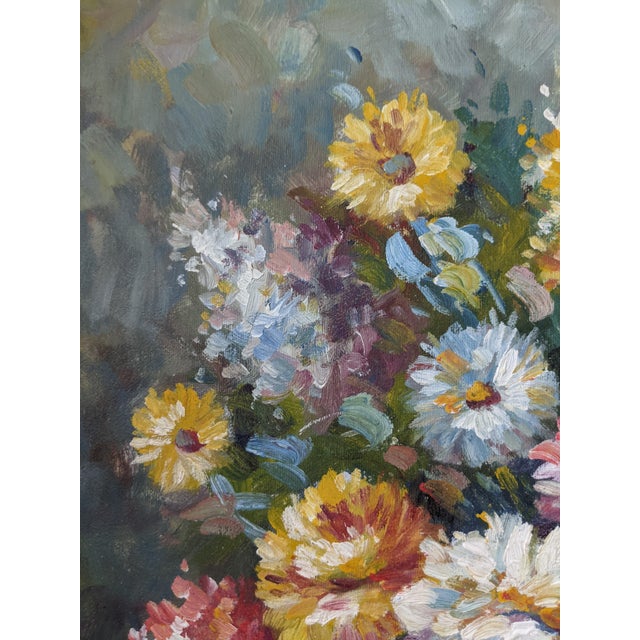 Mid 20th Century Impressionist Still Life Floral Bouquet Oil Painting Signed For Sale In Charlotte - Image 6 of 9