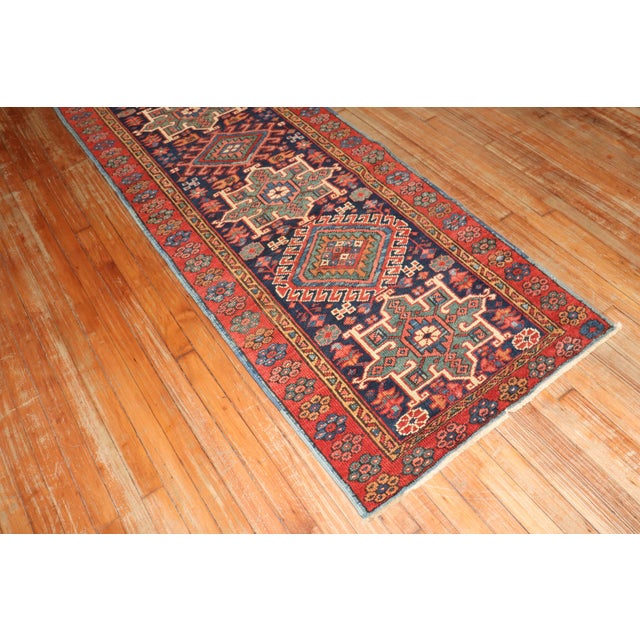 Zabihi Collection Antique Navy Blue Heriz Runner - 2'10" x 9' For Sale - Image 9 of 9
