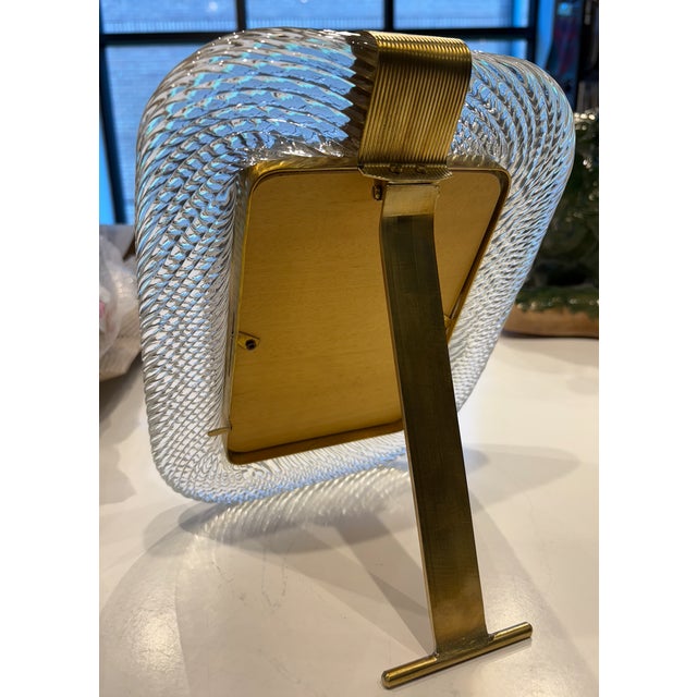 Contemporary Murano Style Glass Frame With Brass Accents For Sale - Image 3 of 5