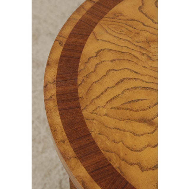 Maitland Smith Round Art Deco Burl Wood End Table For Sale - Image 15 of 18