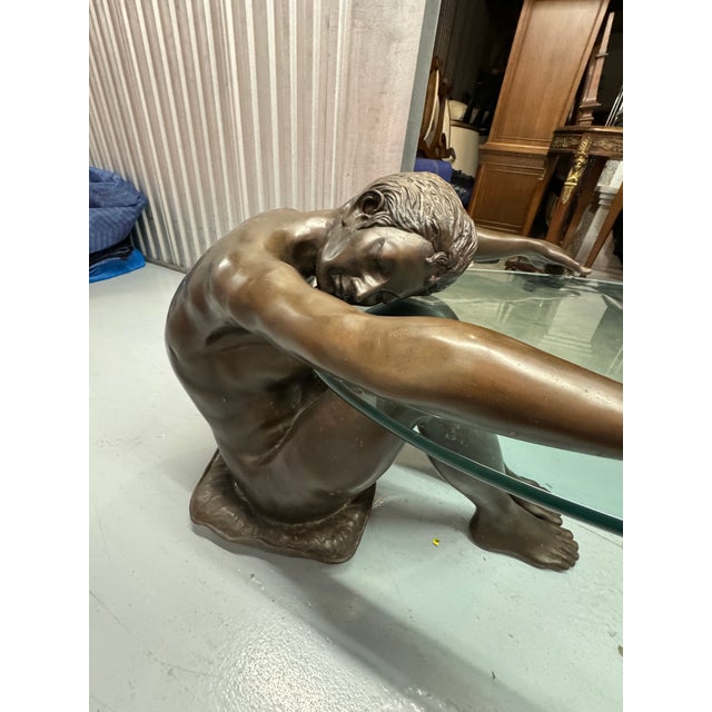 Contemporary 1960s Female Life Sized Bronze Sculptural Coffee Table For Sale - Image 3 of 11